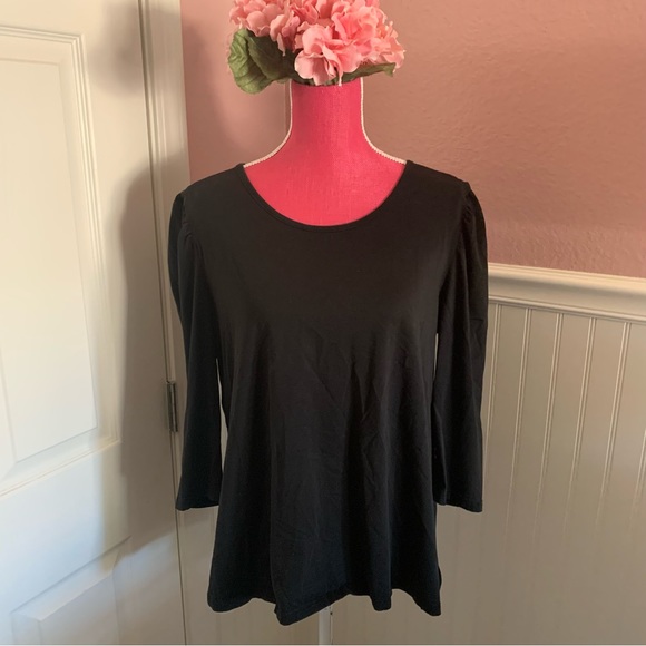 Agnes & Dora Tops - Black 3/4 Sleeve Agnes & Dora Blouse Puckered Shoulder size XL